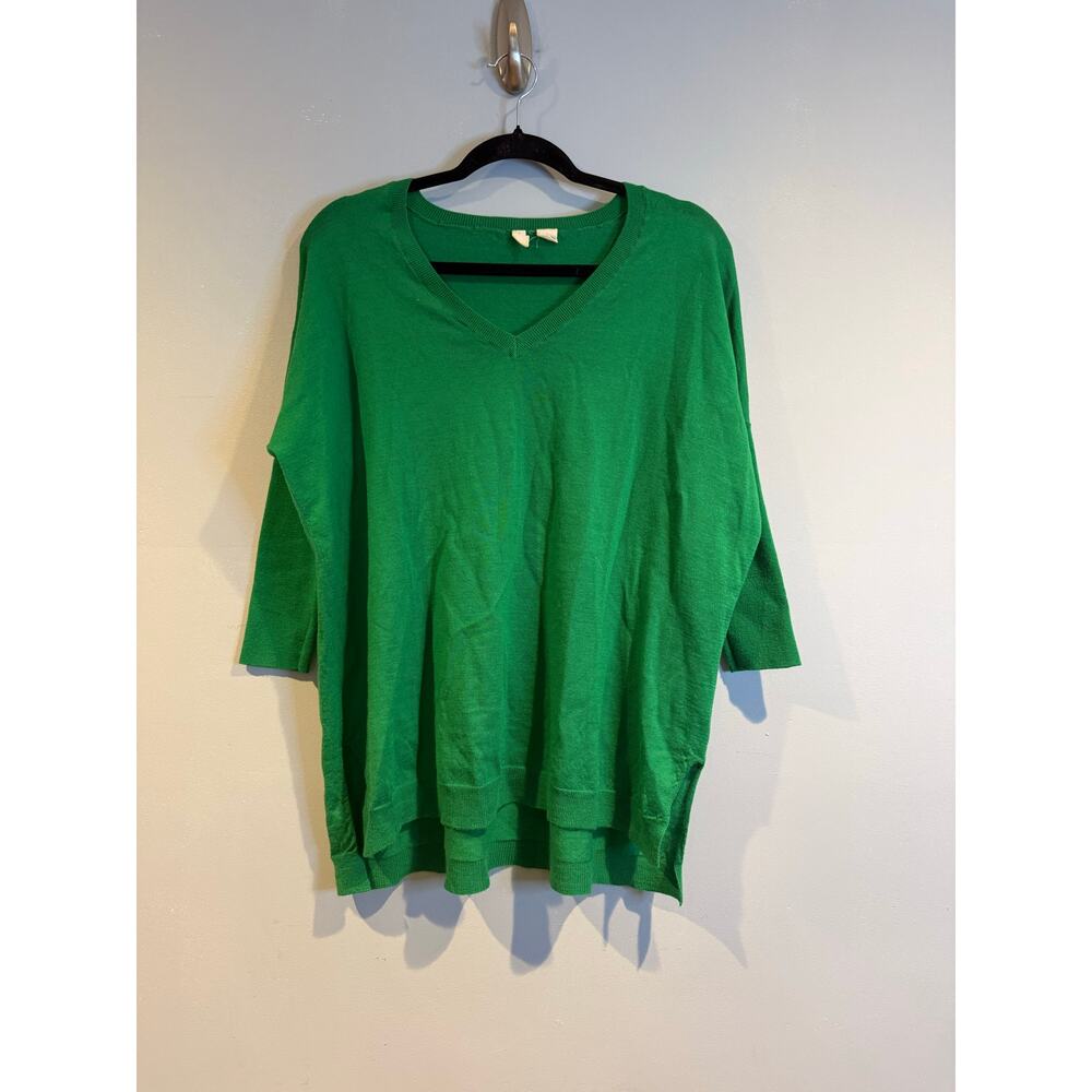 Moth by Anthropologie Green 100% Merino Wool V-Neck Knit Top Size S